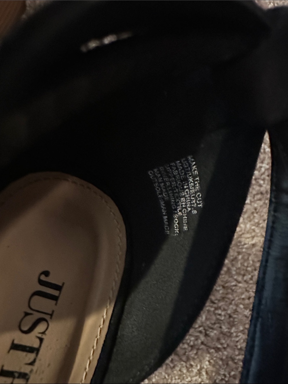 JustFab Black Strappy Block Heel Sandals with Tan Stacked Heel - Picture 4 of 4